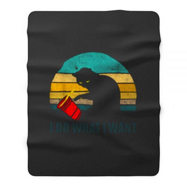 I Do What I Want Cats Vintage Fleece Blanket