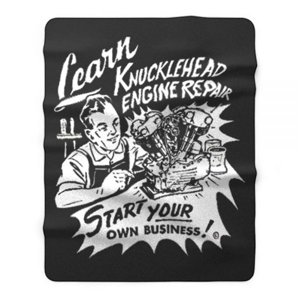 Knucklehead Repair Harley Engine Cannonball Vintage Fleece Blanket