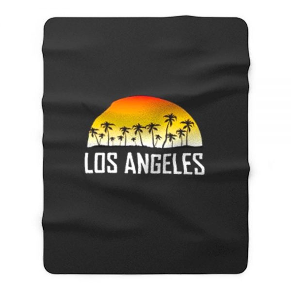 Los Angeles California Sunset And Palm Trees Beach Vacation Fleece Blanket