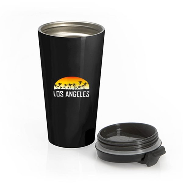 Los Angeles California Sunset And Palm Trees Beach Vacation Stainless Steel Travel Mug