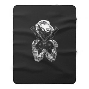 Marilyn Monroe Gangster Sexy Pinup Tattoo Guns Gang Ink Bandera Fleece Blanket