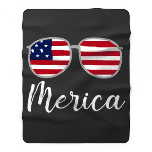 Merica Sunglasses USA Flag Fleece Blanket