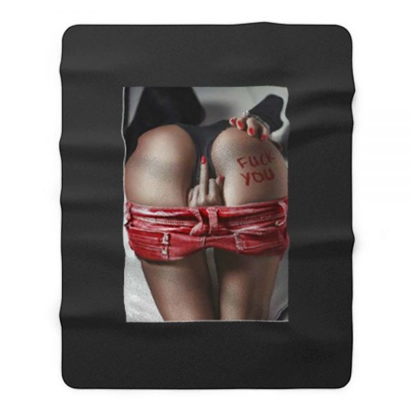 Middle Finger Bum Girl Fleece Blanket