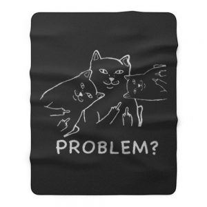 Middle finger cat Fleece Blanket