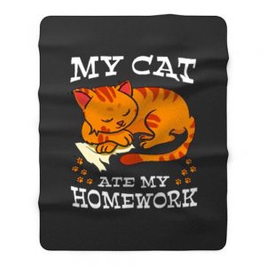 My Cat Ate My Homework Fleece Blanket