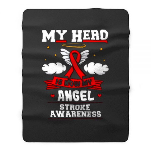 My Hero Is Now My Angel Red Ribbon Awareness Fleece Blanket