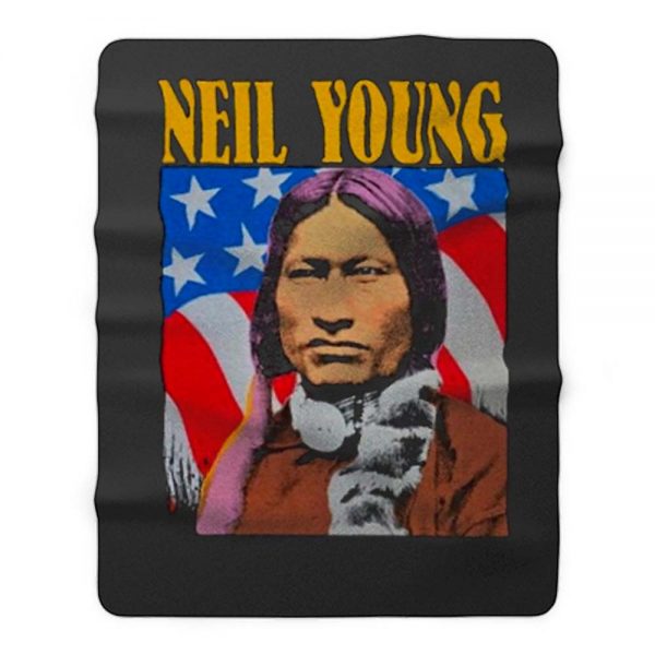 Neil Young Old Concert Tour Logo Music Legend Fleece Blanket