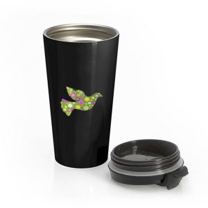 Peace Floral Bird Flower Peace Symbol Stainless Steel Travel Mug