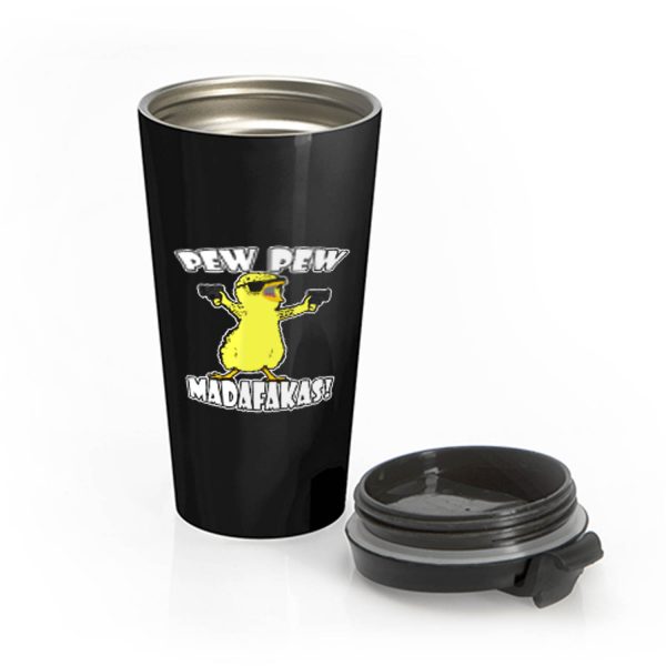 Pew Pew Madafakas Crazy Chick Funny Graphic Stainless Steel Travel Mug