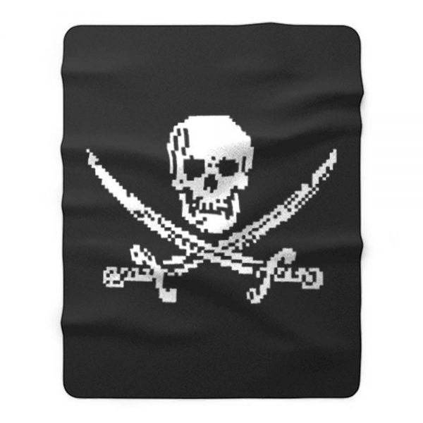 Pixel Skull and Crossbones Fleece Blanket