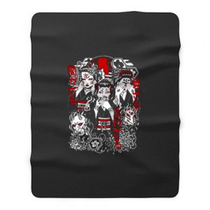 Possesed Geishas Yokai Oni Fleece Blanket