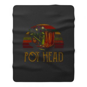 Pot Head Gardening Flowers Vintage Retro Sunset Fleece Blanket