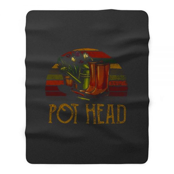 Pot Head Gardening Flowers Vintage Retro Sunset Fleece Blanket