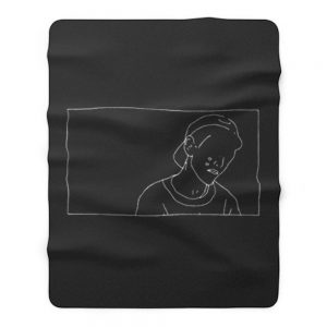 Sad Boy Line Art Fleece Blanket