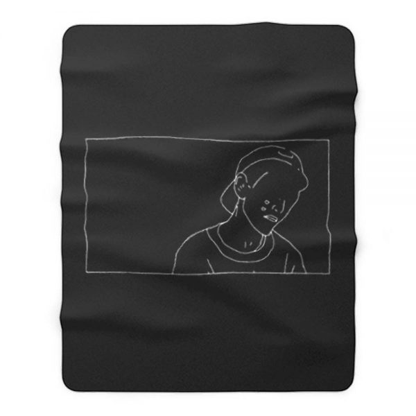 Sad Boy Line Art Fleece Blanket