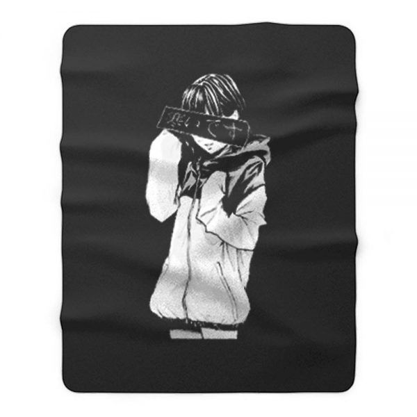 Sad Japanese Aesthetic Graphic Anime Fleece Blanket