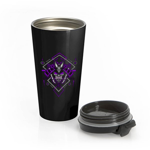 Samurai with Geometric Elements Stainless Steel Travel Mug