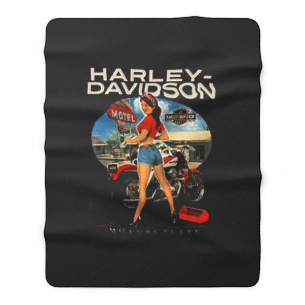 Sexy Girl Harley Davidson Fleece Blanket