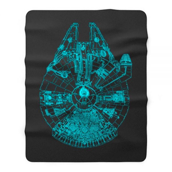 Star Wars Millennium Falcon Blue Outline Fleece Blanket