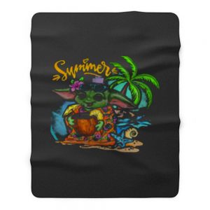 Summer Beach Yoda Fleece Blanket