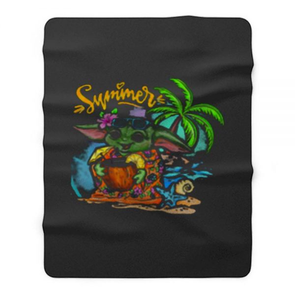 Summer Beach Yoda Fleece Blanket