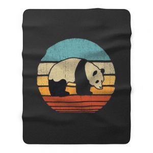 Sunset Bear Vintage Panda Fleece Blanket