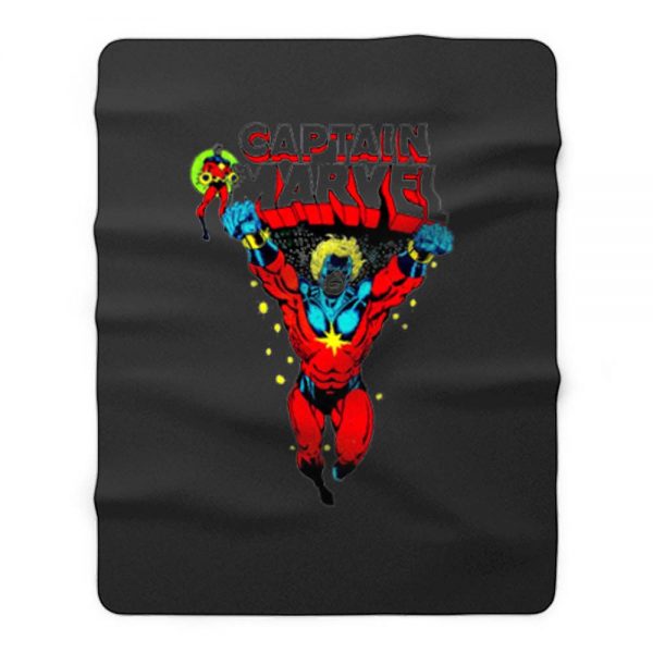 Superhero Comic Retro Captain Marvel Fleece Blanket