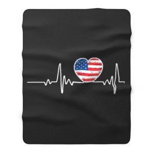 USA Flag Heart 4th Of July Fleece Blanket