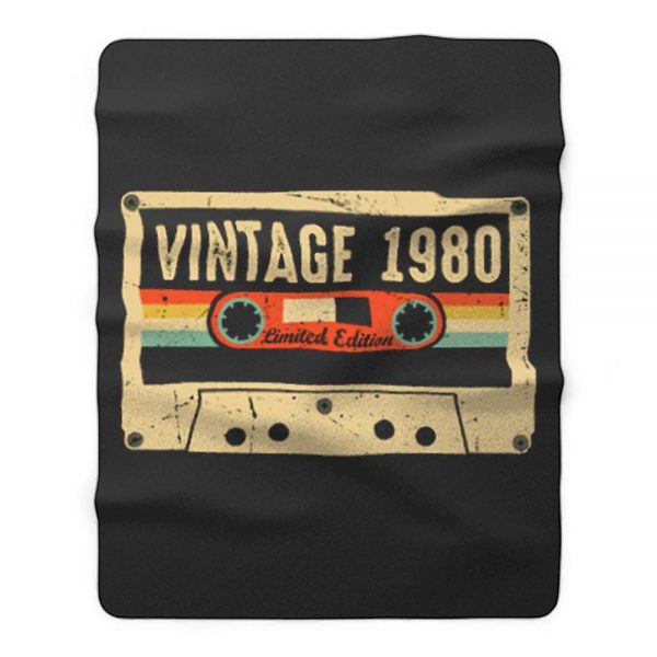 Vintage 1980 Made in 1980 40th birthday Gift Retro Cassette Fleece Blanket