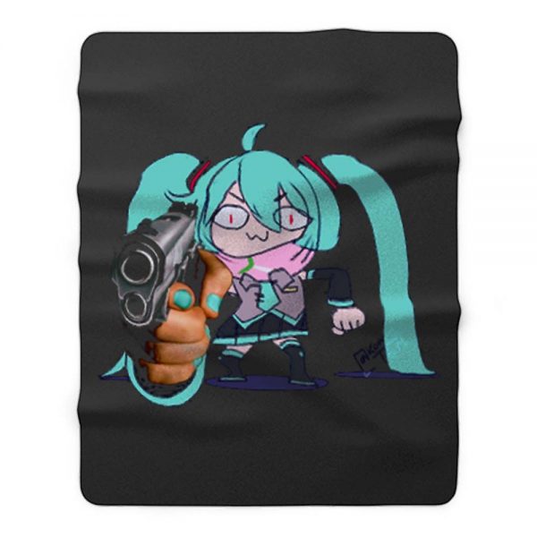 Watch Out Miku Gun Fleece Blanket