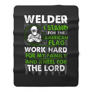 Welder I Stand For American Flag Fleece Blanket