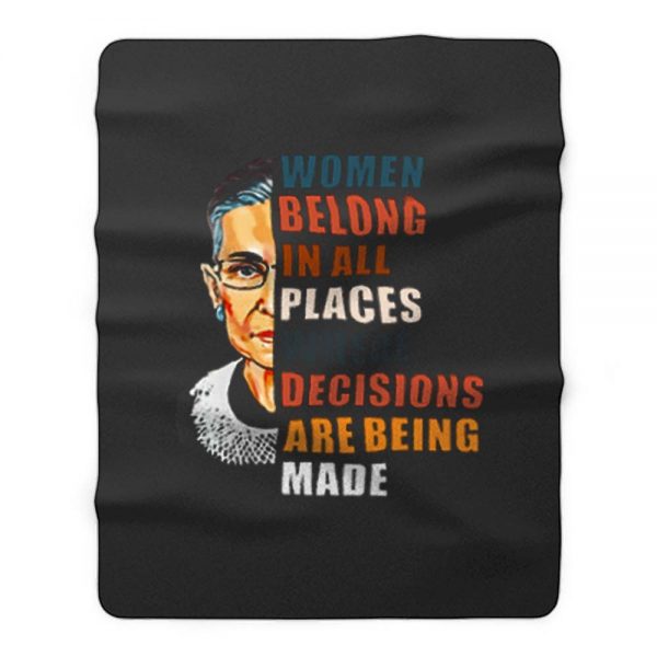 Women Belong In All Places Fleece Blanket