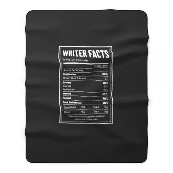 Writer Nutrition Facts Fleece Blanket