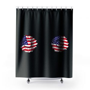4th of July Sunflower Boobs USA flag Shower Curtains