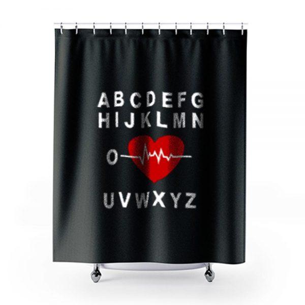 A B C D E F G H Love Heart Heartbeat Shower Curtains