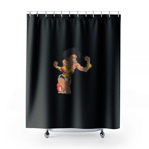 Afro Girl Wonder Woman Shower Curtains