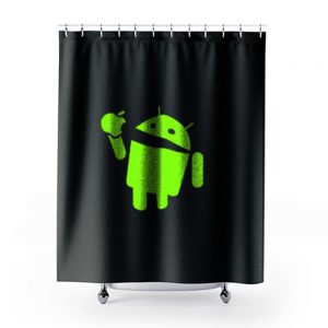 Android Eats Apple Shower Curtains