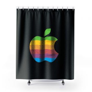 Apple Computer 80s Rainbow Logo Shower Curtains
