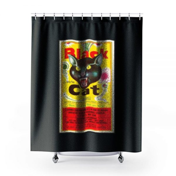 Black Cat Fireworks Shower Curtains