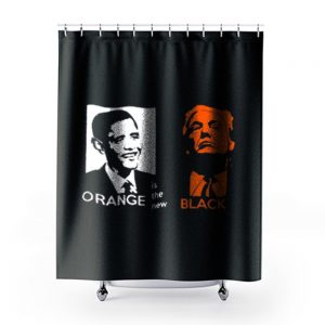 Black Orange Obama And Trump Shower Curtains