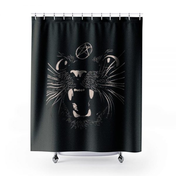 Black Sassy Cat Shower Curtains