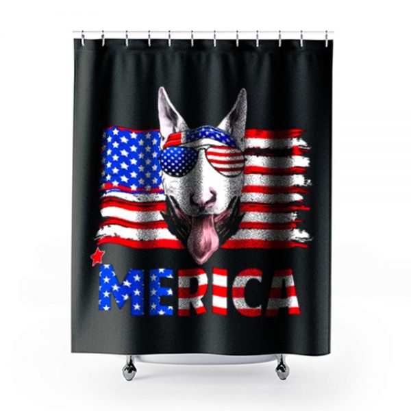 Bull Terrier Merica For 4th July United State Cute Shower Curtains