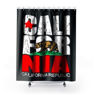California Republic state Bear Flag Vintage Shower Curtains