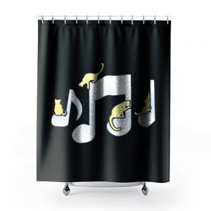 Cats Playing On Musical Notes Shower Curtains