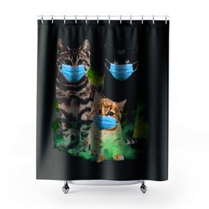 Cats with Face Mask 2020 Shower Curtains