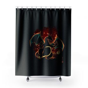 Charizard Dark Pokemon GO Dragon Shower Curtains