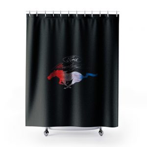 Classic Ford Mustang Usa Vintage Silver Car Logo Cars And Trucks Shower Curtains