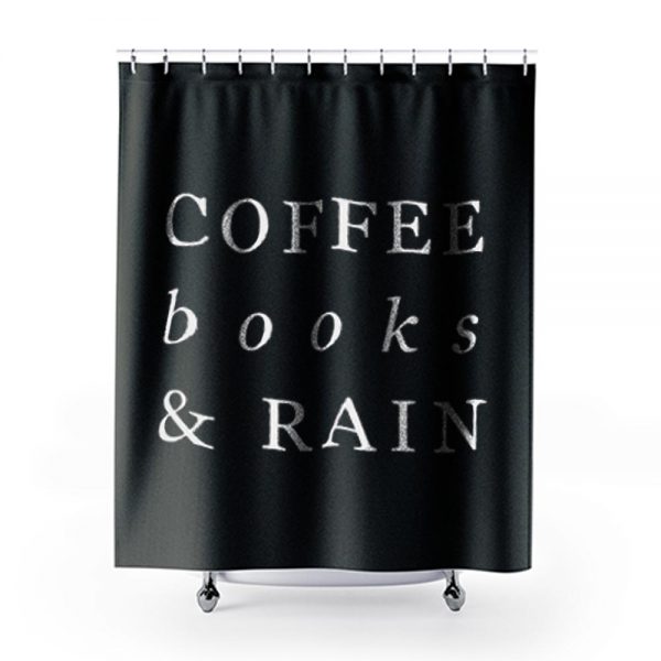 Coffee Books Rain Typography Shower Curtains