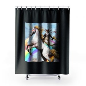 Crazy Cat Unicorn Rainbow Funny Shower Curtains