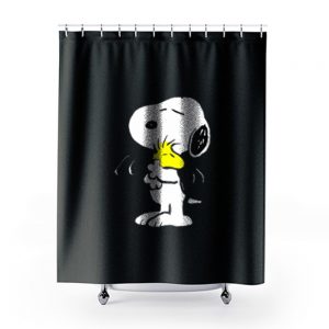 Cute Peanut Hug Snoopy Shower Curtains